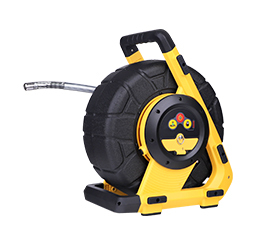 The vCamDrain’s Wi-Fi reel, controlled via the VMC app, manages camera settings, sonde activation, and real-time recording. Its 0.70″ (18mm) stainless-steel HD camera, sapphire lens, and bright LEDs provide clear pipe imaging. The 9mm pushrod balances flexibility and strength, navigating tight turns and traps. Powered by Li-ion batteries, a six-hour charge delivers up to 12 hours of intermittent use.